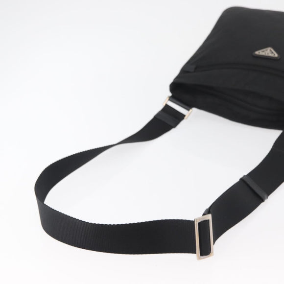 PRADA Shoulder Bag Nylon Black Silver Auth ep14418A