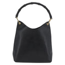 GUCCI Bamboo Shoulder Bag Leather Black Gold 001 2058 1880 0 Auth ep14420-2