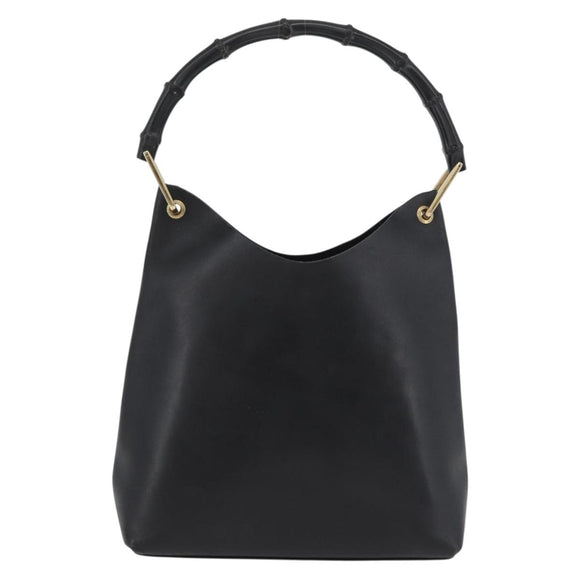 GUCCI Bamboo Shoulder Bag Leather Black Gold 001 2058 1880 0 Auth ep14420