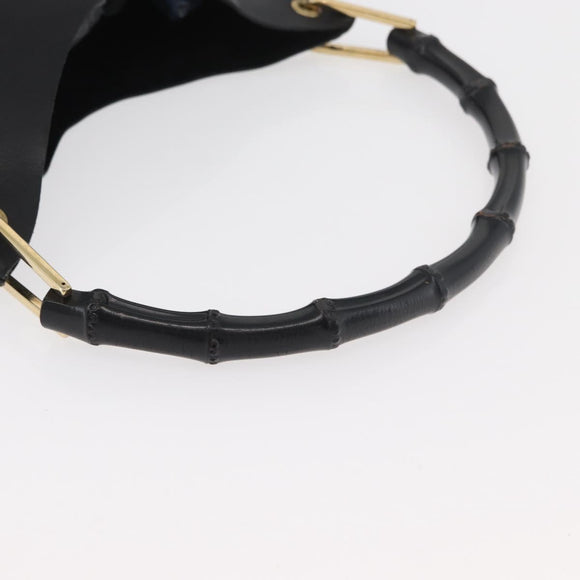 GUCCI Bamboo Shoulder Bag Leather Black Gold 001 2058 1880 0 Auth ep14420