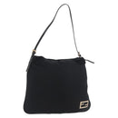 FENDI Shoulder Bag Nylon Black Silver Auth ep14422-1