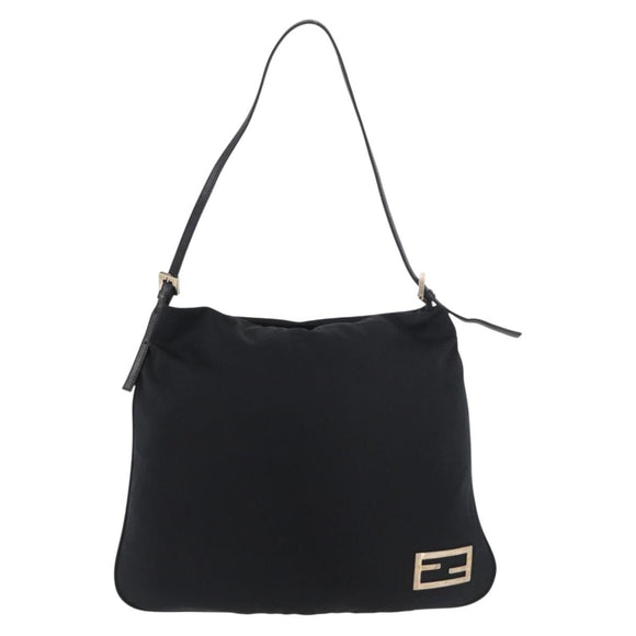 FENDI Shoulder Bag Nylon Black Silver Auth ep14422