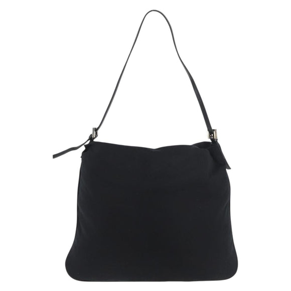 FENDI Shoulder Bag Nylon Black Silver Auth ep14422
