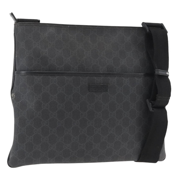 GUCCI GG Supreme Shoulder Bag PVC Black Silver 162904 Auth ep14425