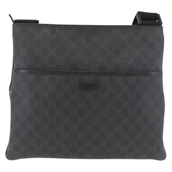 GUCCI GG Supreme Shoulder Bag PVC Black Silver 162904 Auth ep14425