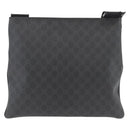 GUCCI GG Supreme Shoulder Bag PVC Black Silver 162904 Auth ep14425-2