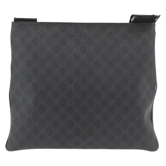 GUCCI GG Supreme Shoulder Bag PVC Black Silver 162904 Auth ep14425