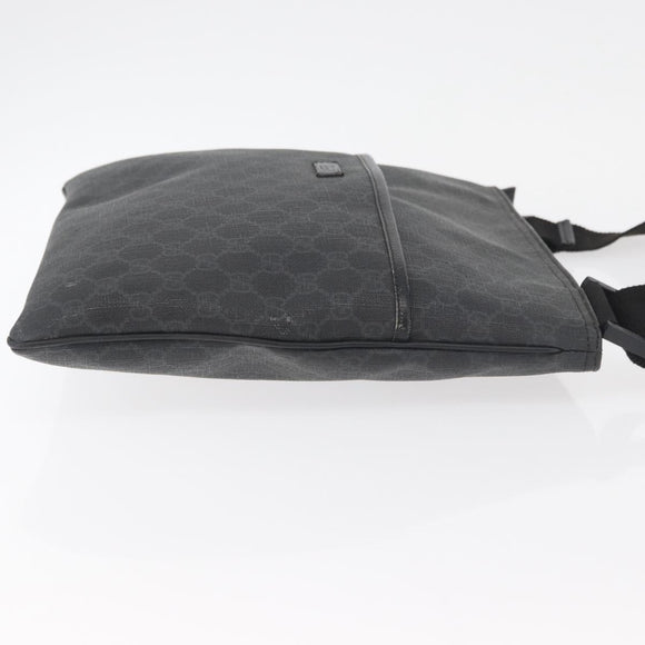 GUCCI GG Supreme Shoulder Bag PVC Black Silver 162904 Auth ep14425