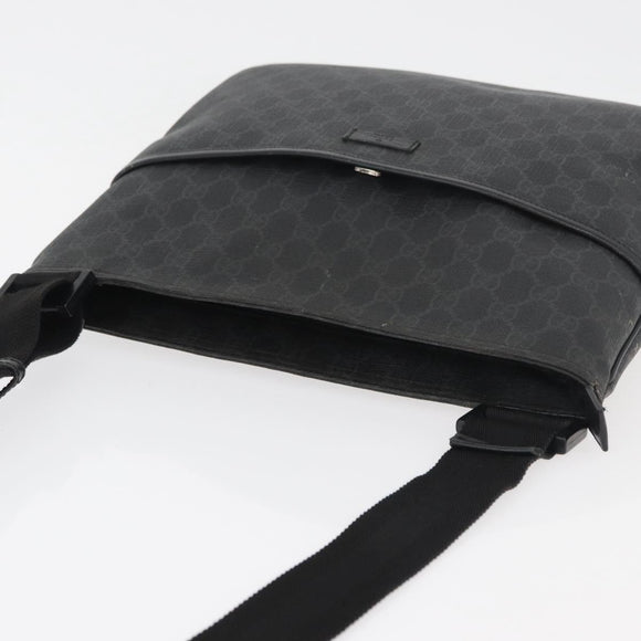 GUCCI GG Supreme Shoulder Bag PVC Black Silver 162904 Auth ep14425