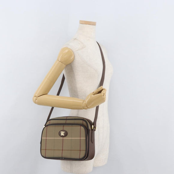 Burberrys Nova Check Shoulder Bag Canvas Beige Gold Auth ep14427A