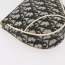 Christian Dior Trotter Canvas Saddle Pouch PVC Black Silver Auth ep14436-9