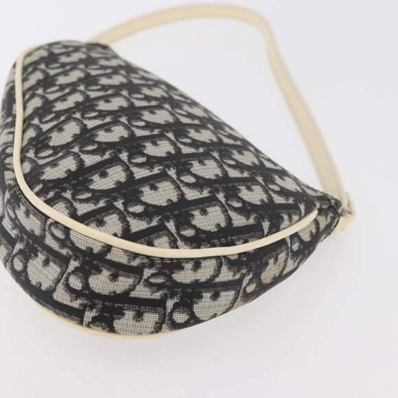 Christian Dior Trotter Canvas Saddle Pouch PVC Black Silver Auth ep14436