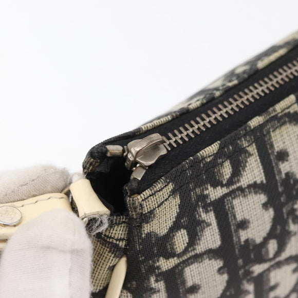 Christian Dior Trotter Canvas Saddle Pouch PVC Black Silver Auth ep14436