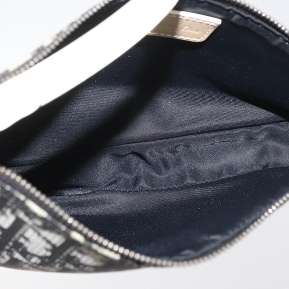 Christian Dior Trotter Canvas Saddle Pouch PVC Black Silver Auth ep14436