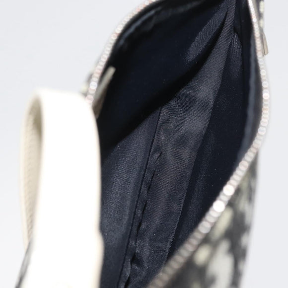 Christian Dior Trotter Canvas Saddle Pouch PVC Black Silver Auth ep14436