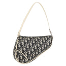 Christian Dior Trotter Canvas Saddle Pouch PVC Black Silver Auth ep14436-1