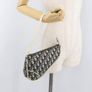 Christian Dior Trotter Canvas Saddle Pouch PVC Black Silver Auth ep14436-20