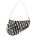 Christian Dior Trotter Canvas Saddle Pouch PVC Black Silver Auth ep14436-13