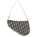 Christian Dior Trotter Canvas Saddle Pouch PVC Black Silver Auth ep14436-2