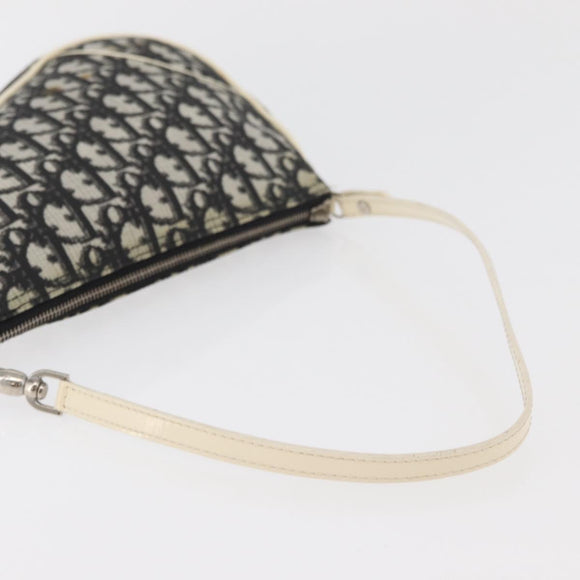 Christian Dior Trotter Canvas Saddle Pouch PVC Black Silver Auth ep14436