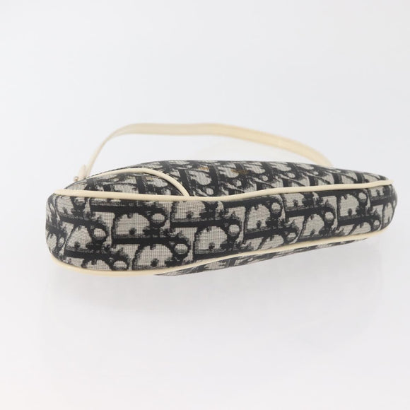 Christian Dior Trotter Canvas Saddle Pouch PVC Black Silver Auth ep14436