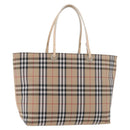 BURBERRY Nova Check Hand Bag Nylon Beige Silver Auth ep14441A-1