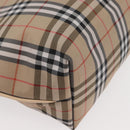 BURBERRY Nova Check Hand Bag Nylon Beige Silver Auth ep14441A-9