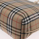 BURBERRY Nova Check Hand Bag Nylon Beige Silver Auth ep14441A-16