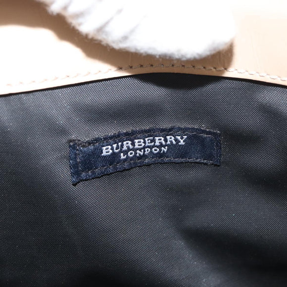 BURBERRY Nova Check Hand Bag Nylon Beige Silver Auth ep14441A