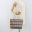 BURBERRY Nova Check Hand Bag Nylon Beige Silver Auth ep14441A-18