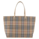 BURBERRY Nova Check Hand Bag Nylon Beige Silver Auth ep14441A-13