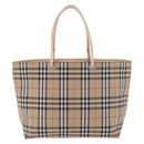 BURBERRY Nova Check Hand Bag Nylon Beige Silver Auth ep14441A-2