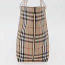 BURBERRY Nova Check Hand Bag Nylon Beige Silver Auth ep14441A-3