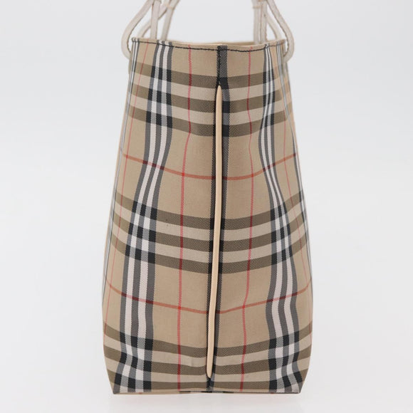 BURBERRY Nova Check Hand Bag Nylon Beige Silver Auth ep14441A