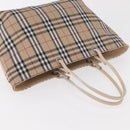 BURBERRY Nova Check Hand Bag Nylon Beige Silver Auth ep14441A-6