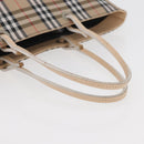 BURBERRY Nova Check Hand Bag Nylon Beige Silver Auth ep14441A-7