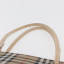 BURBERRY Nova Check Hand Bag Nylon Beige Silver Auth ep14441A-8