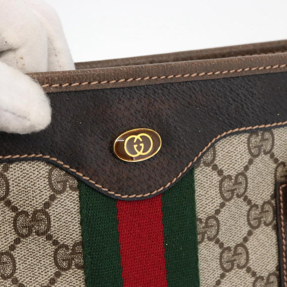 GUCCI GG Supreme Web Sherry Line Tote Bag PVC Beige Gold 010 378 Auth ep14443