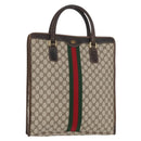 GUCCI GG Supreme Web Sherry Line Tote Bag PVC Beige Gold 010 378 Auth ep14443-1
