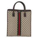 GUCCI GG Supreme Web Sherry Line Tote Bag PVC Beige Gold 010 378 Auth ep14443-13