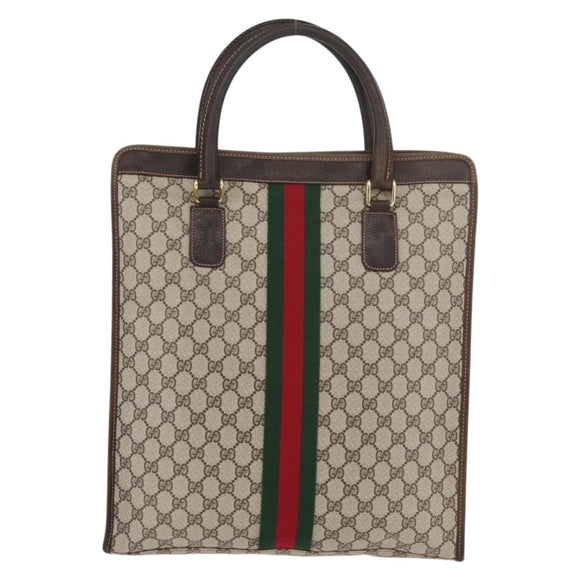 GUCCI GG Supreme Web Sherry Line Tote Bag PVC Beige Gold 010 378 Auth ep14443