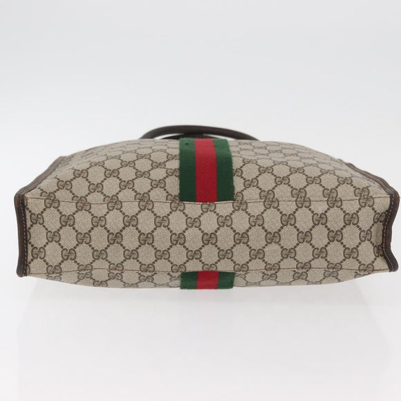 GUCCI GG Supreme Web Sherry Line Tote Bag PVC Beige Gold 010 378 Auth ep14443