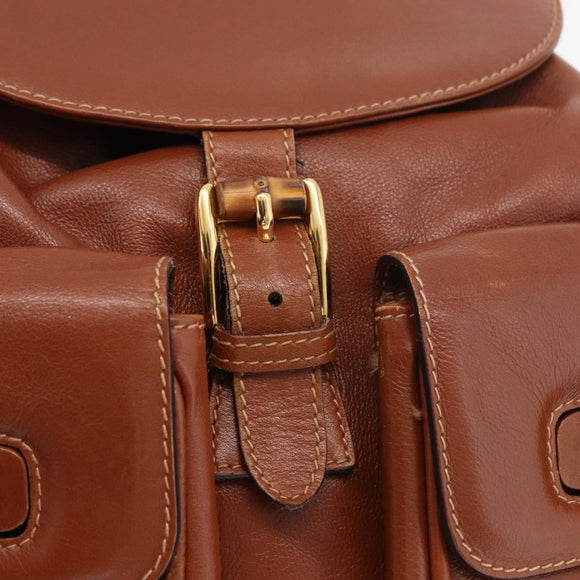 GUCCI Bamboo Backpack Leather Brown Gold 003 2058 0016 Auth ep14447