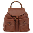GUCCI Bamboo Backpack Leather Brown Gold 003 2058 0016 Auth ep14447-13