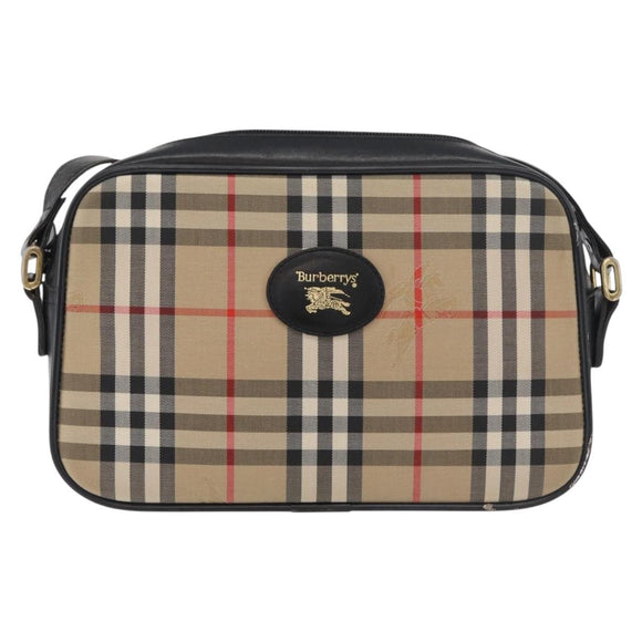 Burberrys Nova Check Shoulder Bag Canvas Beige Gold Auth ep14449A