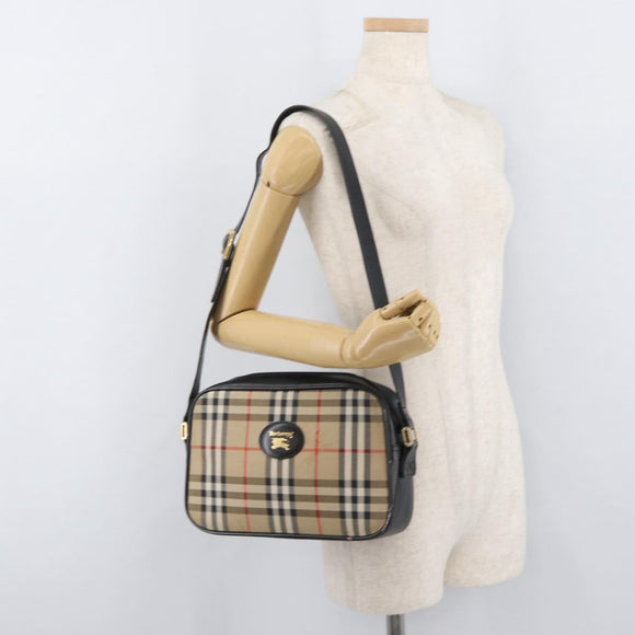 Burberrys Nova Check Shoulder Bag Canvas Beige Gold Auth ep14449A