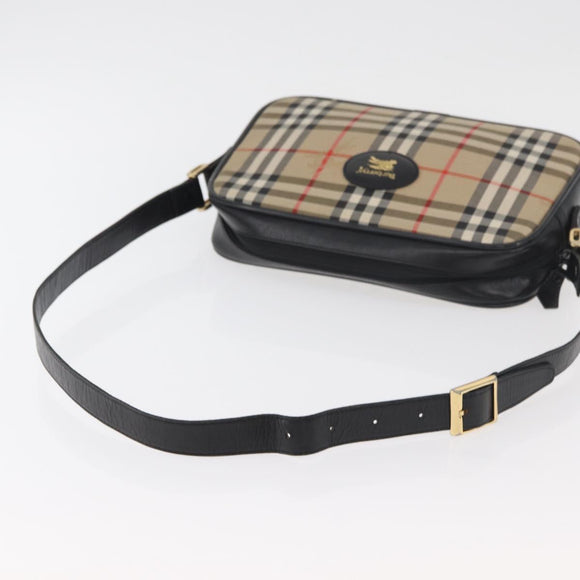 Burberrys Nova Check Shoulder Bag Canvas Beige Gold Auth ep14449A