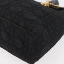 Christian Dior Canage Lady Dior Hand Bag Nylon Black Gold Auth ep14452-12