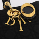 Christian Dior Canage Lady Dior Hand Bag Nylon Black Gold Auth ep14452-15