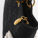 Christian Dior Canage Lady Dior Hand Bag Nylon Black Gold Auth ep14452-16